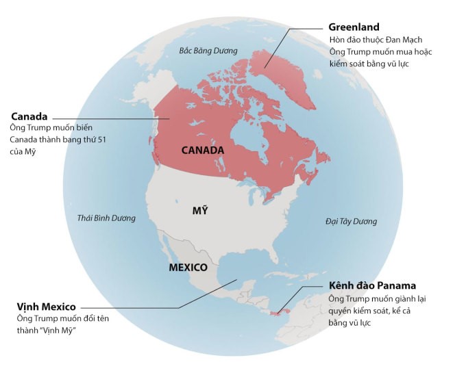 ÔNG DONALD TRUMP SÁP NHẬP CANADA VÀ ĐẢO GREENLAND